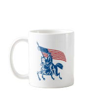 American general riding horse with Flag Mugs