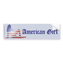 American Girl Silhouette Flag Bumper Stickers
