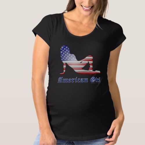 American Girl Silhouette Flag Maternity T-Shirt