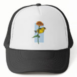 American Goldfinch and Zinnia flower Mesh Hats