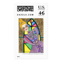 American Gothic Bride Postage Stamp