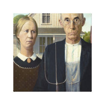 American Gothic by Grant DeVolson Wood Canvas Prints