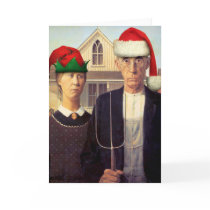 American Gothic Santas Greeting Card