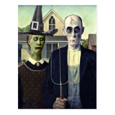American Gothic Vampire and Witch Postcard