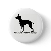 American Hairless Terrier Button by dogsilhouettes American Hairless Terrier Button