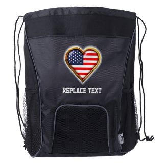 American Heart Drawstring Backpack