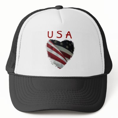 American Heart Flag Trucker Hats by Priscilla48