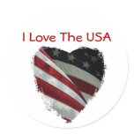 American Heart Flag Round Sticker