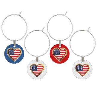 American Heart Wine Glass Charm