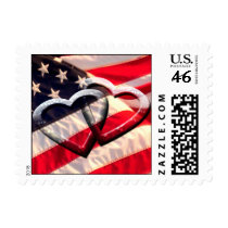American Hearts Wedding Postage Background postage