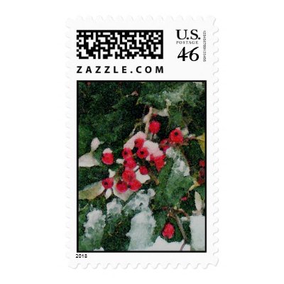 American Holly in Winter Postage Stamp by farmerjaneusa