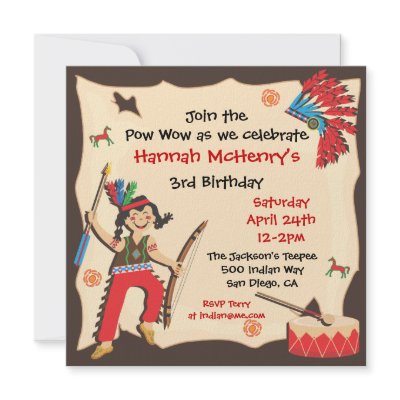 American Indian Girl Birthday Party Invitation by McBooboo