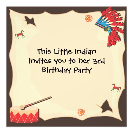 American Indian Girl Birthday Party Invitation