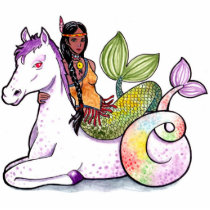 American Indian Mermaid and merhorse Photo Sculptures