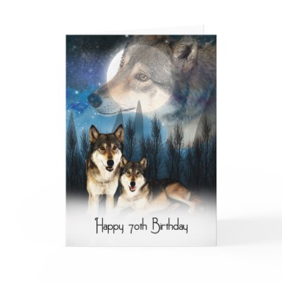 American Indian Style Wolf Birthday Card 70th by moonlake