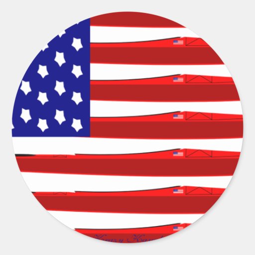 American Kayak Flag Classic Round Sticker Zazzle