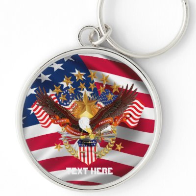 American   Key Chain Premium Round only by SpiritOfAmerica