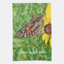 American Lady Butterfly - Vanessa virginiensis Kitchen Towels