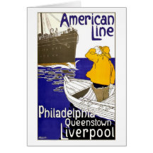 American Line Travel Poster Design Cards