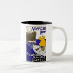 American Line Travel Poster Design Mugs