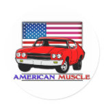 American Made Muscle Round Sticker