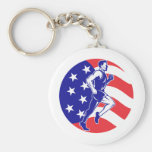 American Marathon runner stars stripes Keychains