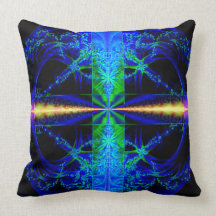 American MoJo Pillow with Blue Fractal Art Print