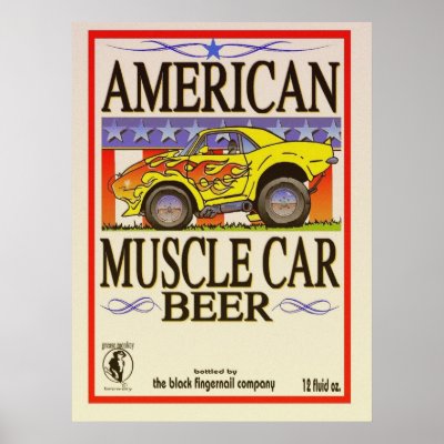 american muscle car beer poster by greasemonkeybrewery