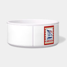 American Patriot Independence Day Poster Greeting Pet Food Bowl