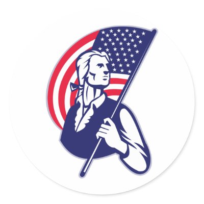 American Patriot Minuteman Stars and Stripes flag Round Sticker by uniformed_personnel