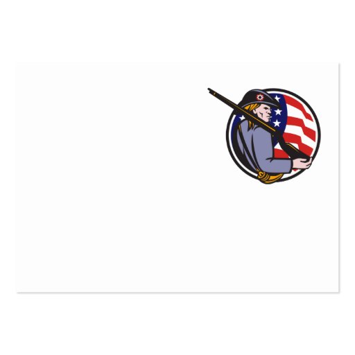 American Patriot Minuteman With Rifle And Flag Business Cards (front side)