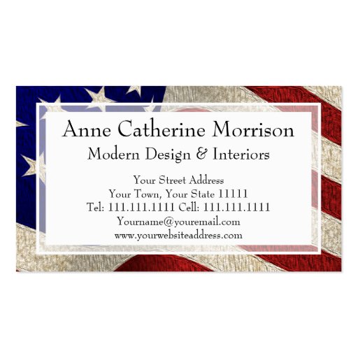American Patriot Vintage Stars and Stripes US Flag Business Card Templates (front side)