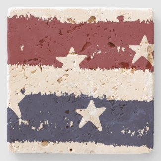American Patriotic Distressed Stripes Coaster Stone Coaster