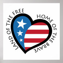 American patriotic heart poster.