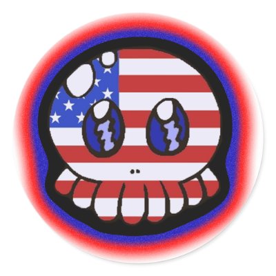 American Patriotic Tako-Chan Round Sticker by Vestque