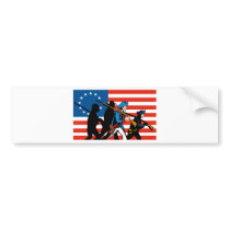 American patriots marching with Betsy Ross flag Bumper Stickers