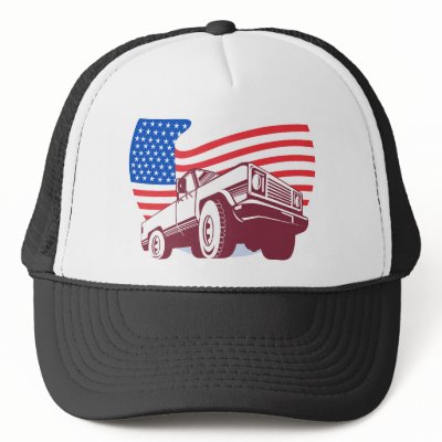 American Pickup truck with flag stars and stripes Mesh Hats by patrimonio