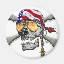 American Pirate Scull and Bones Fridge Magnet