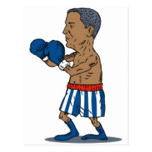 American President Barack Obama Boxer Postcard