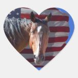 American Quarter Horse and Flag - Patriotic Heart Stickers