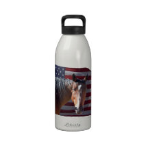 American Quarter Horse & Flag - Patriotic Water Bottle