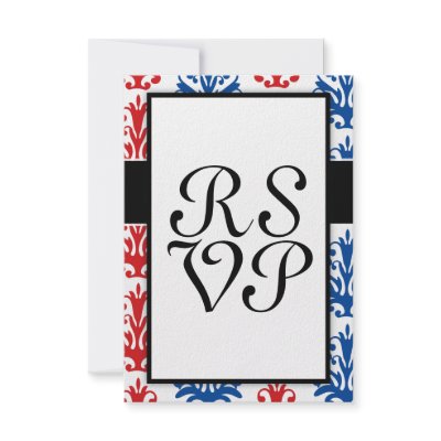 american red white and blue damask design custom invitations by dooni_damask