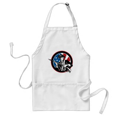 American revolutionary soldier with rifle flag apron by patrimonio