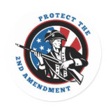 American revolutionary soldier with rifle flag round stickers