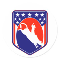 american rodeo cowboy bull riding shield round sticker