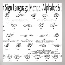 American Sign Language ASL Alphabet &Numbers Chart Print