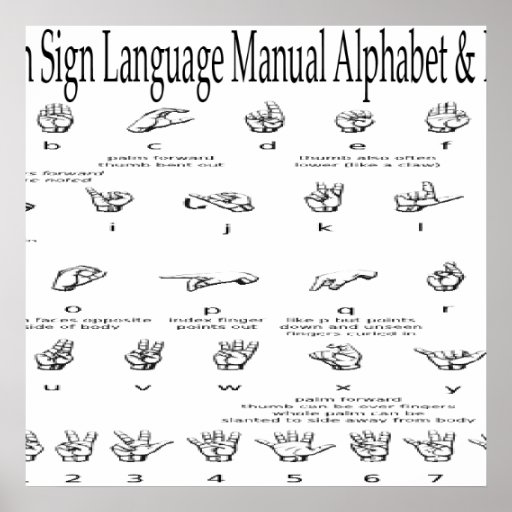 American Sign Language ASL Alphabet &Numbers Chart Poster | Zazzle