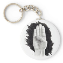 AMERICAN SIGN LANGUAGE LETTER "B" KEY CHAINS