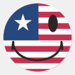 American Smiley Round Stickers