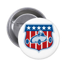 American  Soap box derby car with stars and stripe Pinback Buttons